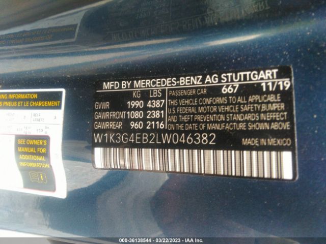 W1K3G4EB2LW046382 Mercedes-Benz A-class A 220