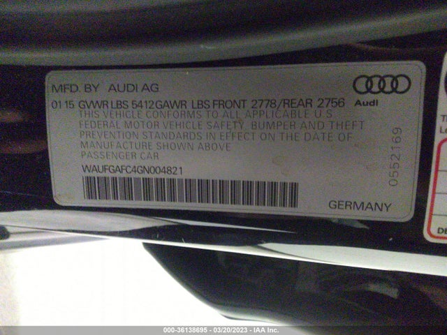 WAUFGAFC4GN004821 Audi A6 3.0t Premium Plus