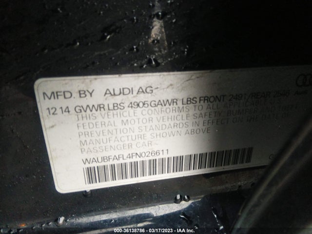 WAUBFAFL4FN026611 Audi A4 PREMIUM