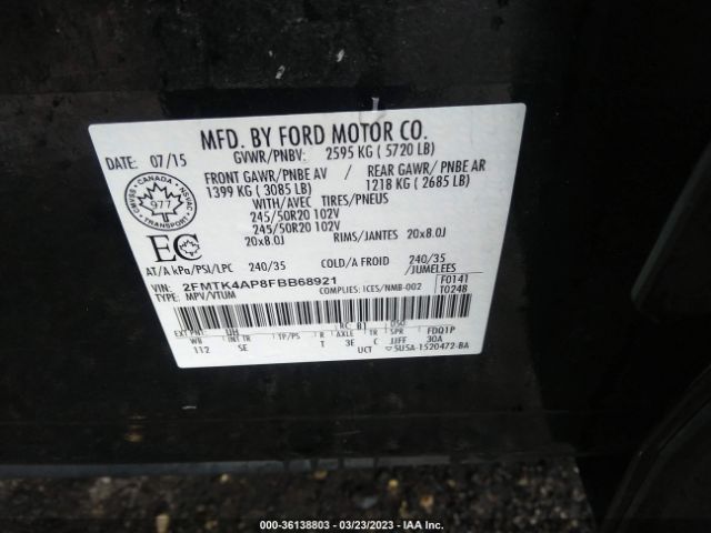 2FMTK4AP8FBB68921 Ford EDGE SPORT