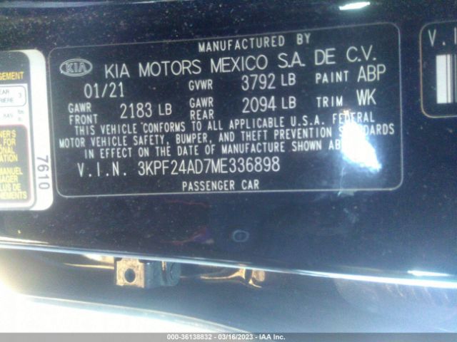 3KPF24AD7ME336898 KIA Forte Lxs