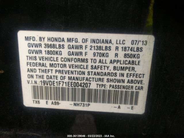 19VDE1F71EE004207 Acura Ilx Tech Pkg