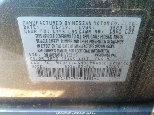 3N1AB7AP4HY252146 Nissan SENTRA S