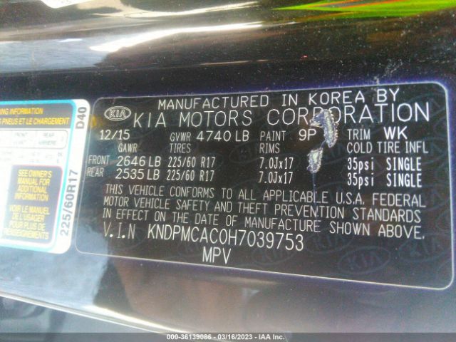 KNDPMCAC0H7039753 KIA Sportage Lx