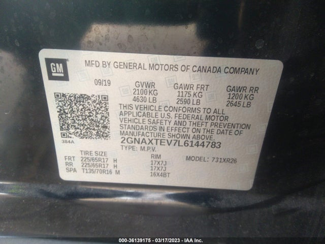 Chevrolet EQUINOX LT 2020 2GNAXTEV7L6144783 Image 11