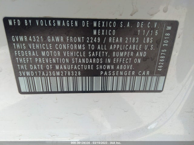 3VWD17AJ3GM278328 Volkswagen Jetta Sedan 1.8t Sport