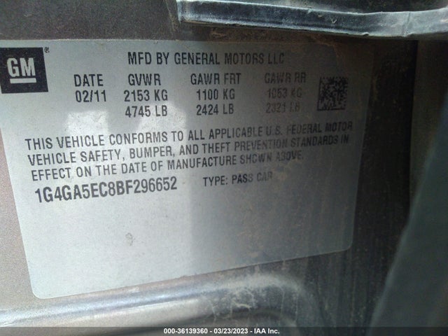 2011 BUICK LACROSSE CX VIN: 1G4GA5EC8BF296652