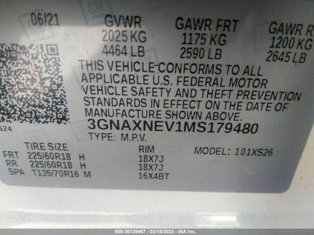 Chevrolet Equinox Premier 2021 3GNAXNEV1MS179480 Image 9