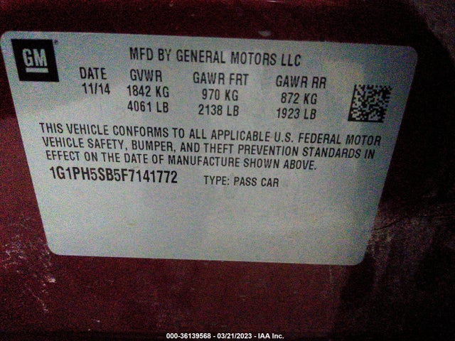 Chevrolet CRUZE ECO 2015 1G1PH5SB5F7141772 Image 10