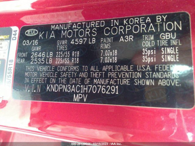 KNDPN3AC1H7076291 KIA Sportage Ex