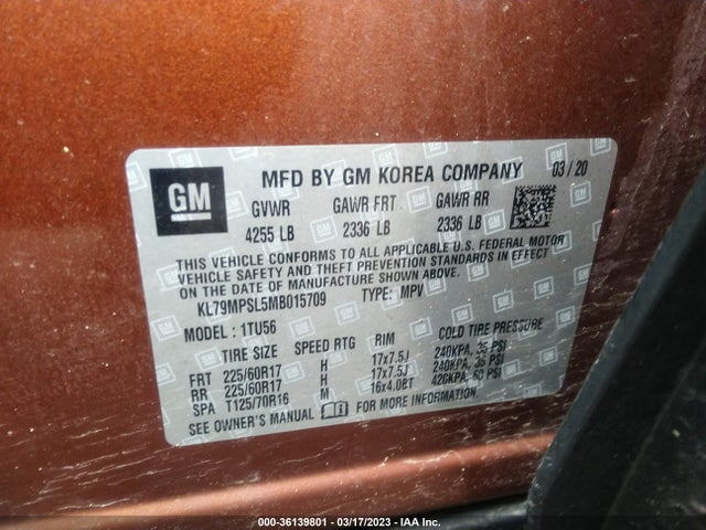 Chevrolet Trailblazer Lt 2021 KL79MPSL5MB015709 Image 9