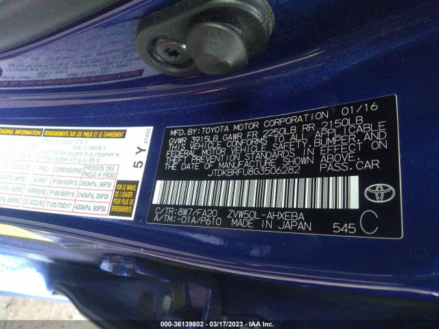 Toyota Prius Two 2016 JTDKBRFU8G3506282 Image 9