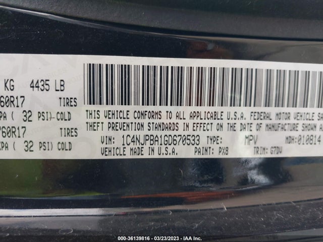 1C4NJPBA1GD670533 Jeep Patriot Sport Se