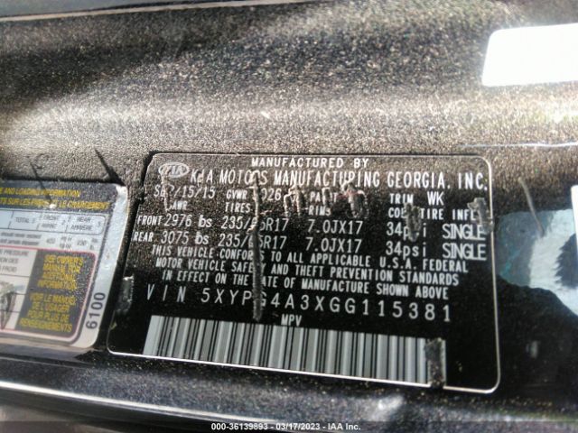 5XYPG4A3XGG115381 KIA SORENTO L