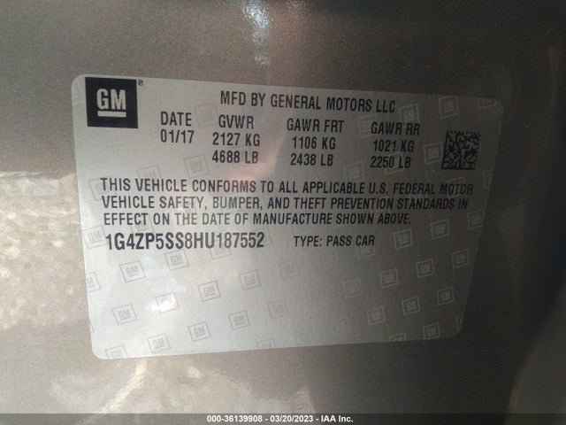 2017 BUICK LACROSSE ESSENCE VIN: 1G4ZP5SS8HU187552