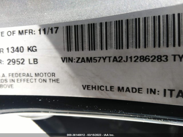 2018 Maserati Ghibli, VIN: ZAM57YTA2J1286283