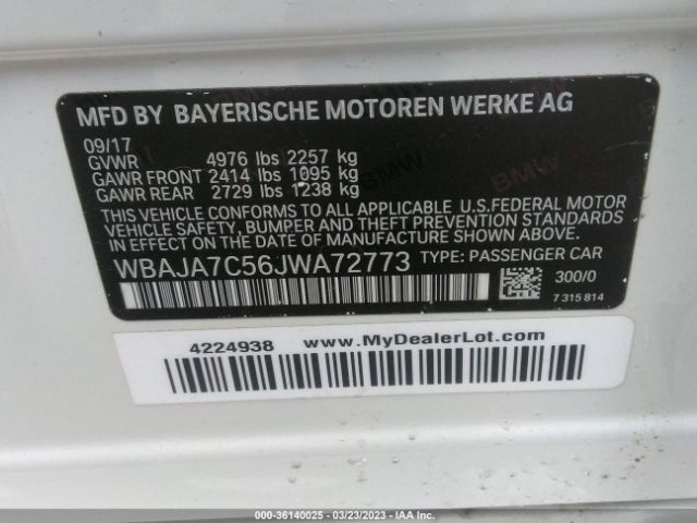 WBAJA7C56JWA72773 BMW 5 Series 530i Xdrive