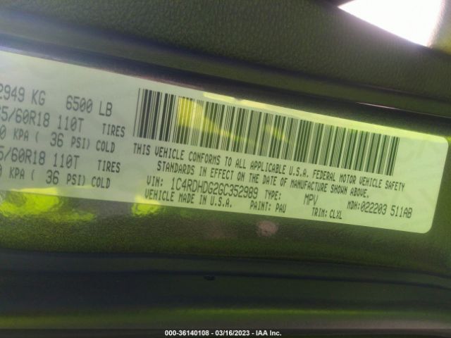 1C4RDHDG2GC352989 Dodge DURANGO LIMITED