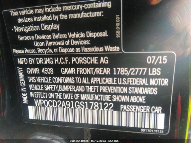 2016 PORSCHE 911 WP0CD2A91GS178122 Photo 8