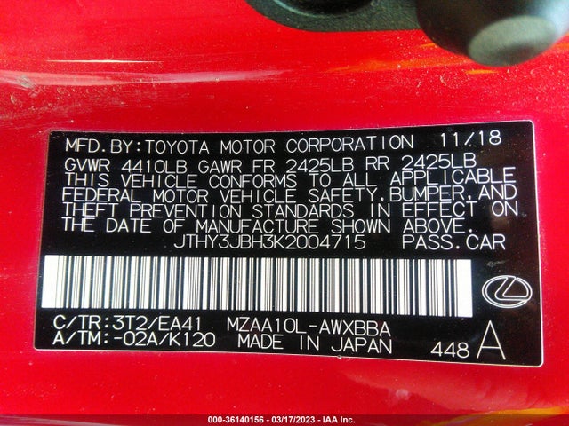 JTHY3JBH3K2004715 Lexus Ux Ux 200