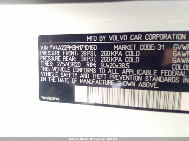 2021 Volvo XC90, VIN: YV4A22PM9M1710160