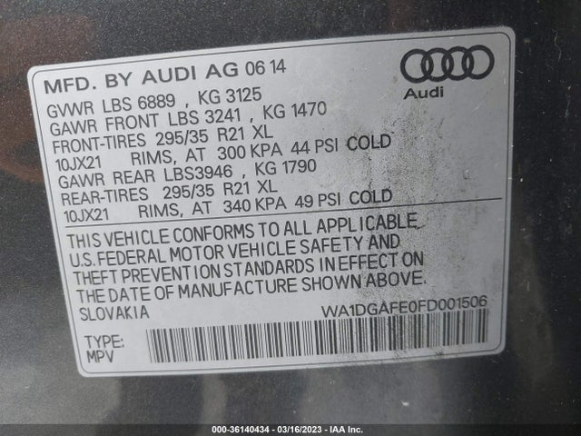 WA1DGAFE0FD001506 Audi Q7 3.0t S Line Prestige
