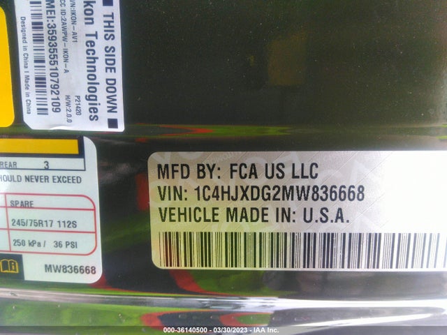 1C4HJXDG2MW836668 Jeep Wrangler Unlimited Sport S