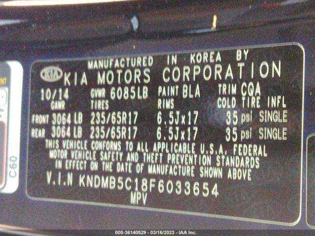 KNDMB5C18F6033654 KIA SEDONA LX