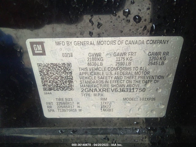 Chevrolet EQUINOX LS 2018 2GNAXREV6J6311750 Image 11