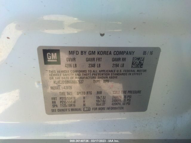 KL4CJDSB6GB697537 Buick Encore Premium