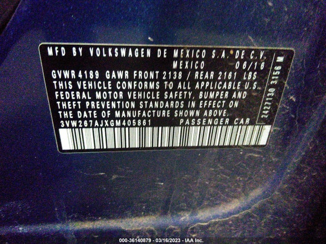 3VW267AJXGM405861 Volkswagen Jetta Sedan 1.4t S