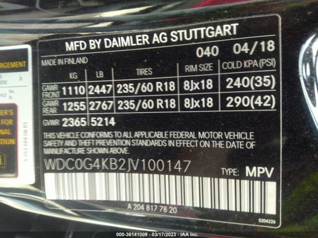 WDC0G4KB2JV100147 Mercedes-Benz Glc Glc 300