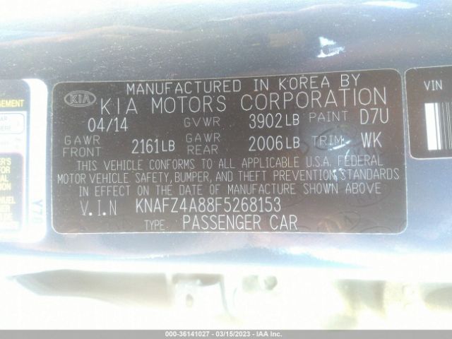 KNAFZ4A88F5268153 KIA FORTE EX