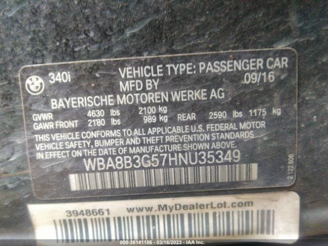 WBA8B3G57HNU35349 BMW 3 Series 340i