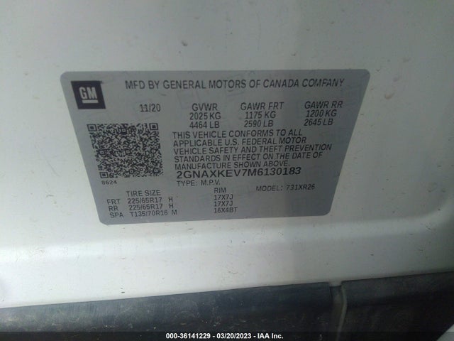 Chevrolet EQUINOX LT 2021 2GNAXKEV7M6130183 Image 9