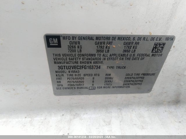 GMC Sierra 1500 Slt 2015 3GTU2VEC2FG163734 Image 9