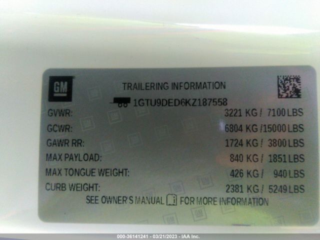 1GTU9DED6KZ187558 GMC Sierra 1500 Slt