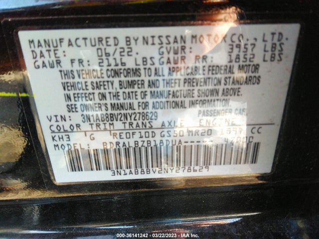 Nissan SENTRA S 2022 3N1AB8BV2NY278629 Image 9