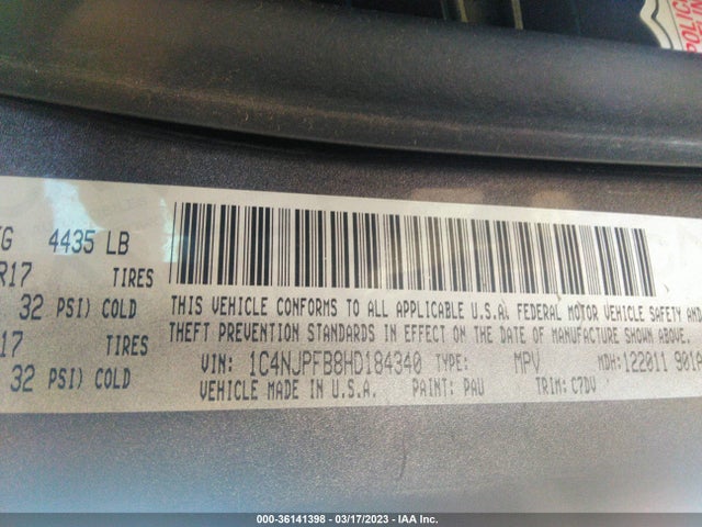 1C4NJPFB8HD184340 Jeep Patriot Latitude