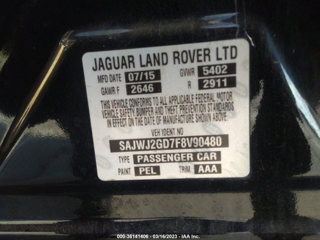2015 Jaguar XJ, VIN: SAJWJ2GD7F8V90480