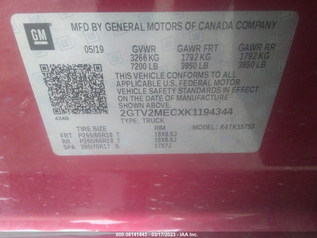 GMC Sierra 1500 Limited Sle 2019 2GTV2MECXK1194344 Image 9