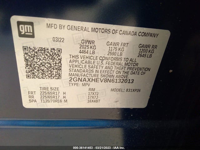 Chevrolet EQUINOX LS 2022 2GNAXHEV8N6132013 Image 9