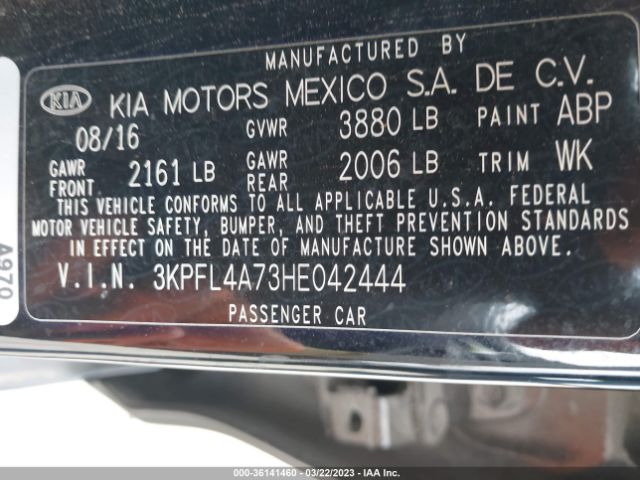 3KPFL4A73HE042444 KIA FORTE S