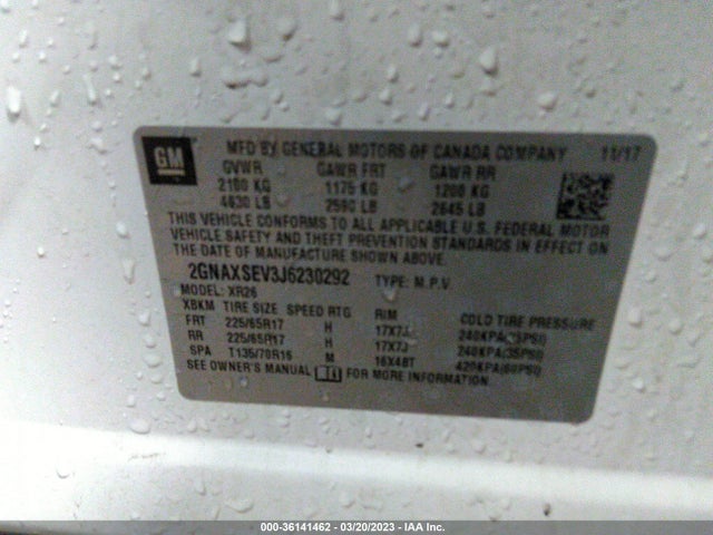 Chevrolet EQUINOX LT 2018 2GNAXSEV3J6230292 Image 11