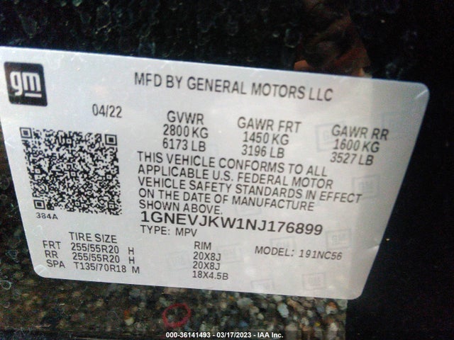 Chevrolet Traverse Rs 2022 1GNEVJKW1NJ176899 Image 9