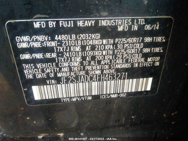 JF2SJADC4FH463271 Subaru Forester 2.5i Premium