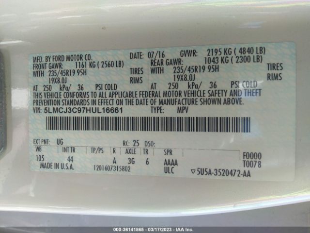5LMCJ3C97HUL16661 Lincoln Mkc Reserve
