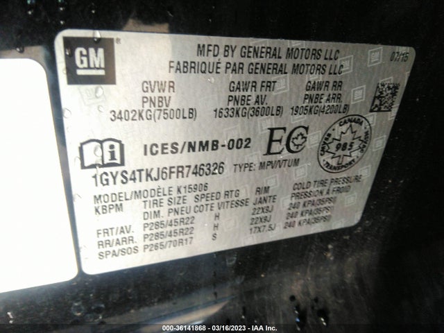 Cadillac Escalade Esv Premium 2015 1GYS4TKJ6FR746326 Image 10