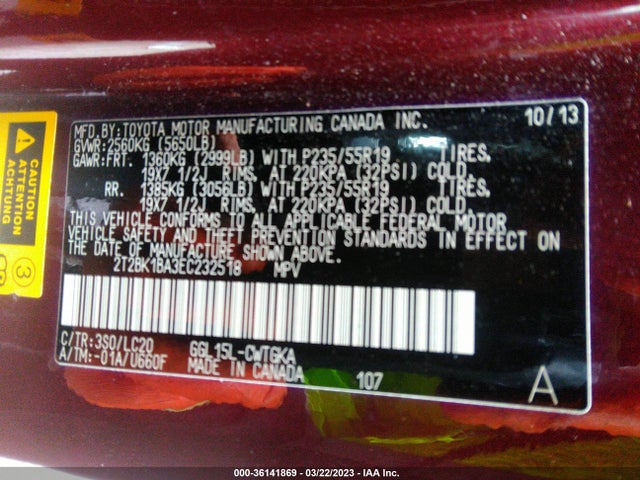 2T2BK1BA3EC232518 Lexus RX 350