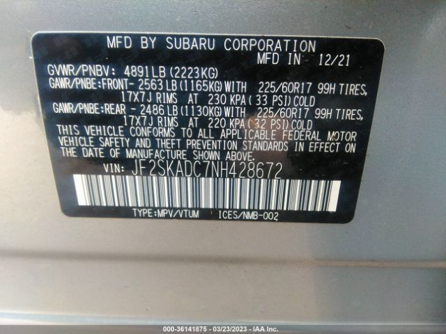 JF2SKADC7NH428672 Subaru Forester Premium